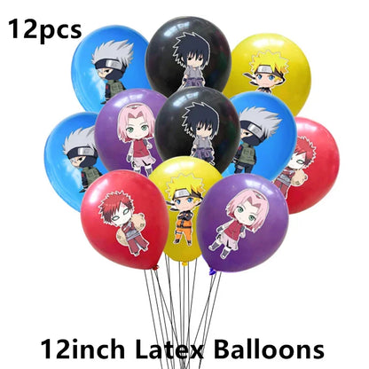 Naruto Kakashi Balloons Uchiha Sasuke Ballons Happy Birthday Banner Party Decoration Kids Toy Cake Topper Disposable Tableware