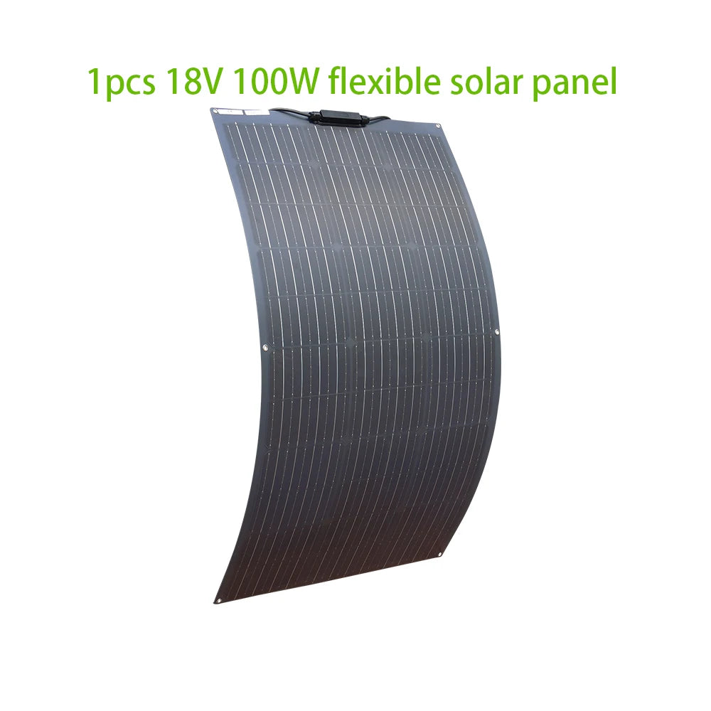 Solar Panels 100W 200W 300W 400W Solar Panel Kit or 18V Flexible Mono Photovoltaic Solar Plate Power 12V 24V Camping Car