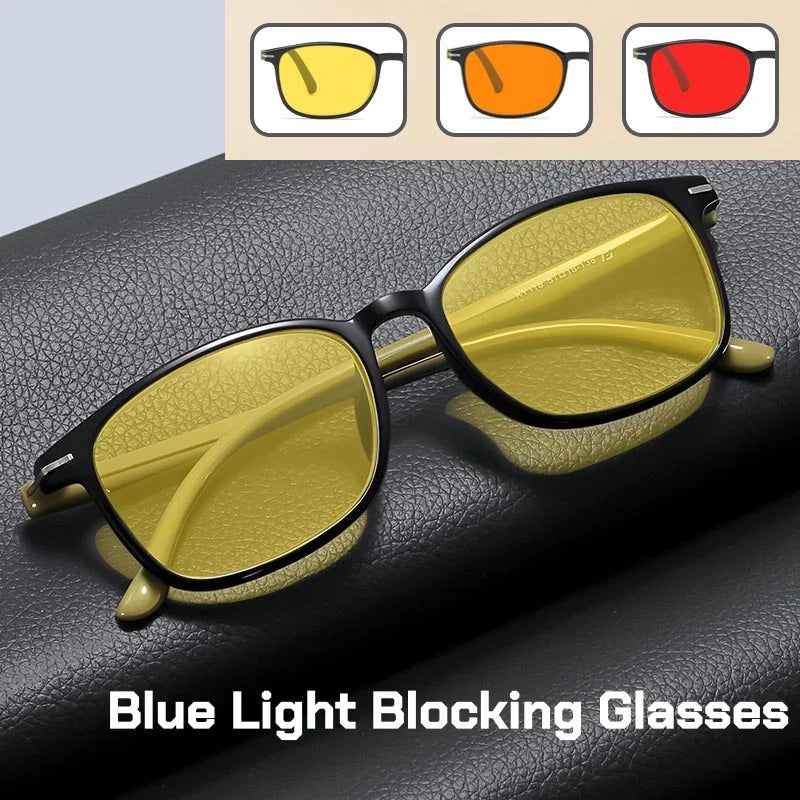 Fashionable Color Blocking Night Vision Blue Light Blocking Glasses Orange or Red Lenses for Computer Gaming Protective Eyewear