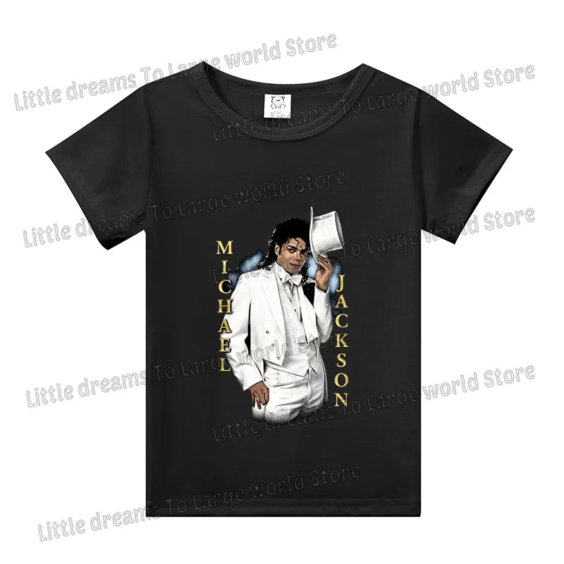 Michael Jackson T-shirt Children Clothing Singer Printed Cotton Tops Boy Girl MJ Summer Tee Shirts Casual Clothes Birthday Gift
