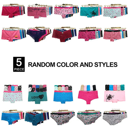 Cotton Underwear Women Girls Shorts Boxers Ladies Panties Sexy Floral Boyshort Knickers M L XL 5 Pcs/lot