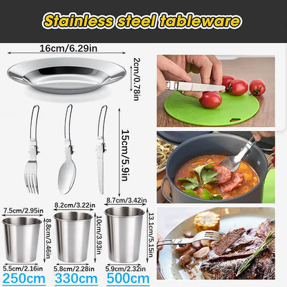 Camping Cooking Set Outdoor Aluminum Lightweight Equipment Camping Cookware Kit For Traveling Trekking Hiking Supplies