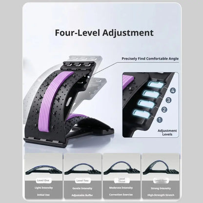 Lumbar Relaxation Device Acupressure Back Stretcher 4-Level Adjustable Massager For Lower Back Pain Relief Lumbar Spine Support