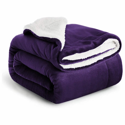 Sherpa Fleece Blanket Throw Black Soft Reversible Thick Plush Blankets Microfiber Winter Bed Blanket for Camping Couch Sofa