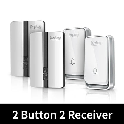 VeryHome Wireless Doorbell Waterproof Self-powered Button Smart Door Bell Sets Home Welcome Outdoor House Chimes  Receiver