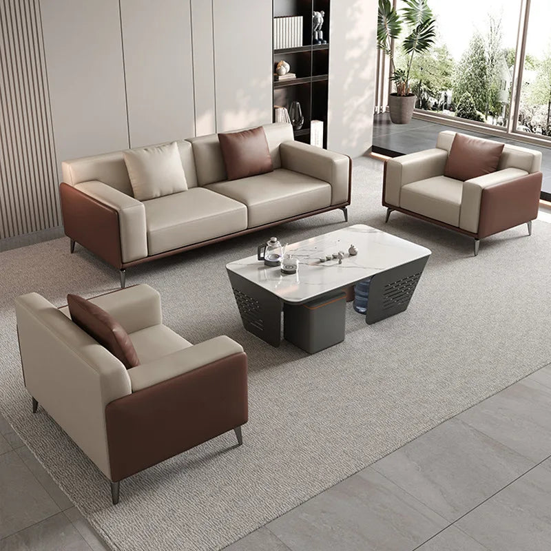 Office Sofa Simple Modern Business Leisure Reception Room Meeting Area Three-person Office Sofa Coffee Table Combination