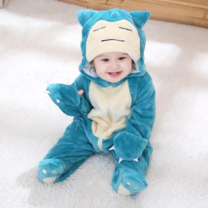 Kigurumis Baby Romper Cartoon Snorlax Onesie  Infant Winter Warm Animal Costume Outfit Cosplay Funny Costume Halloween Pijama
