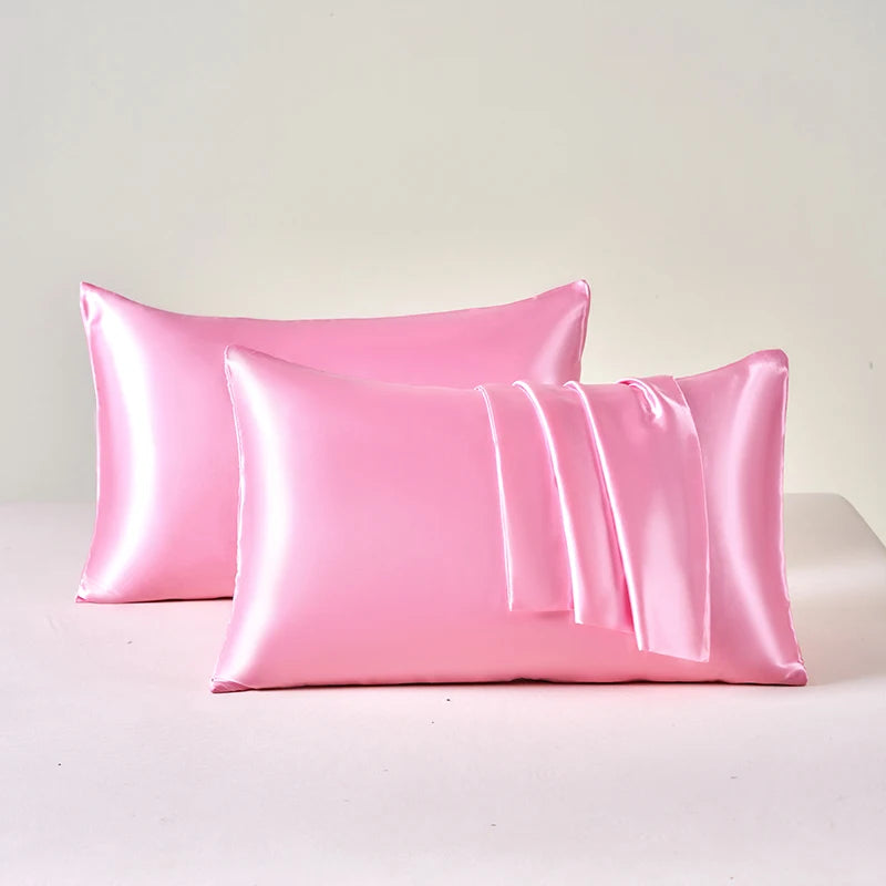 Polyester Satin Pillowcase Set | Two Covers with Envelope Closure | Bedroom & Guest Room