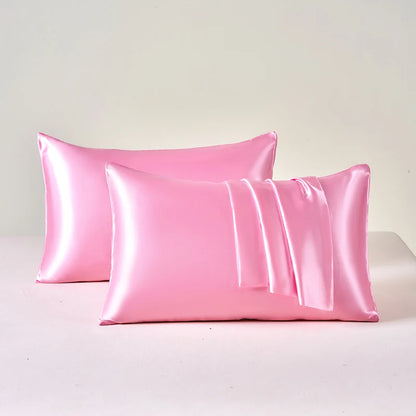 Polyester Satin Pillowcase Set | Two Covers with Envelope Closure | Bedroom & Guest Room