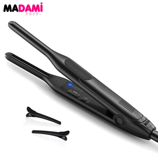 Hair Straightener Curler Professional Ceramic Coating Thinnest Plate Pencil Flat Irons For Short Hair Men's Beard Styler