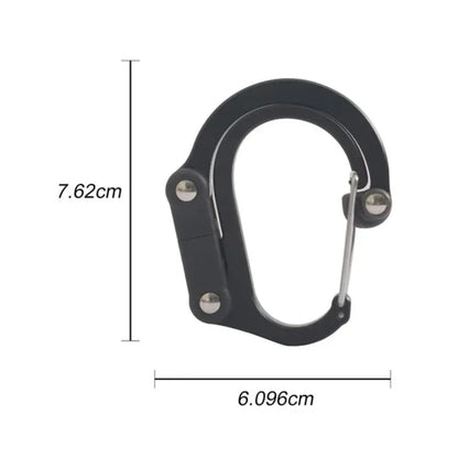 Multifunctional Aluminum Alloy Hybrid Gear D-Type Utility Hooks 360 Degree Rotatable Quick-Hanging Carabiner for Outdoor Camping