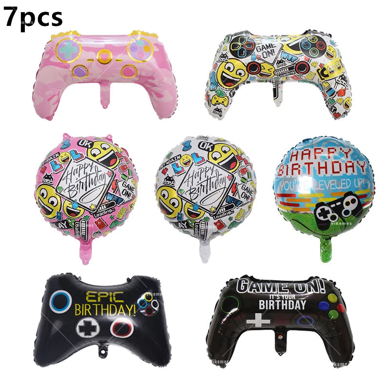 Fortnite Balloons Happy Birthday Banner Shooting Game Party Decoration Alpaca Llama Disposable Tableware Background Cake Topper