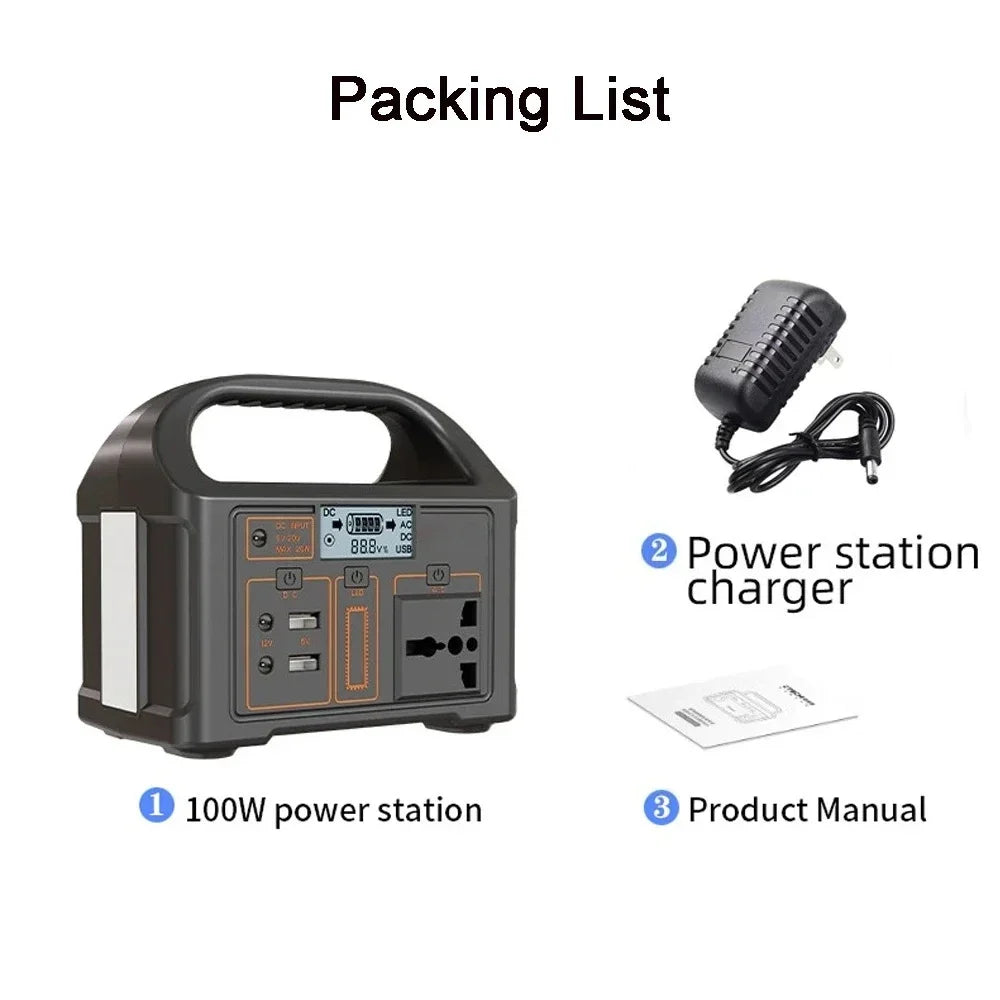 100W 76.8Wh Portable Power Station Solar Generator Outdoor Emergency Mobile 24000mAh LiFePO4 Power Bank For Camping Power LED