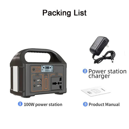 100W 76.8Wh Portable Power Station Solar Generator Outdoor Emergency Mobile 24000mAh LiFePO4 Power Bank For Camping Power LED