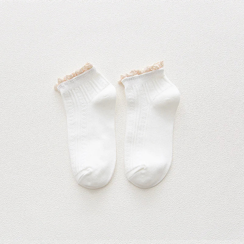 Ruffle Socks Women White Black Frilly Lolita Style Japanese Maiden Cute Kawaii Cotton Harajuku Princess Crew Socks Calcetines