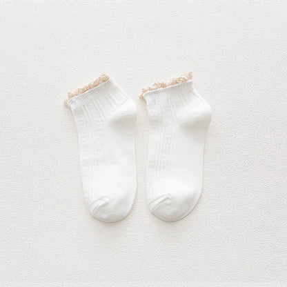 Ruffle Socks Women White Black Frilly Lolita Style Japanese Maiden Cute Kawaii Cotton Harajuku Princess Crew Socks Calcetines