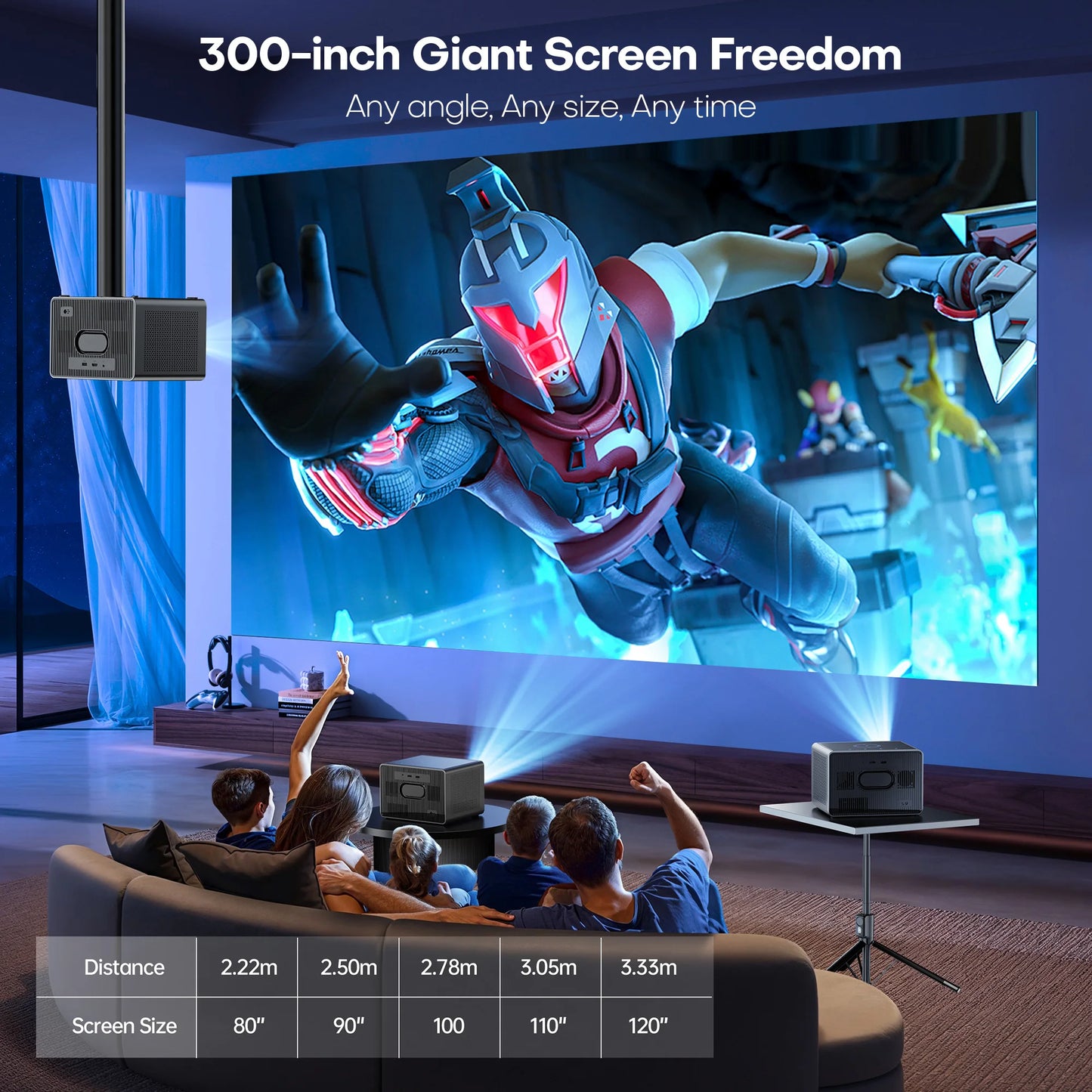 XIWBSY X06 Google TV Projector with TV Stick 3600 ANSI Native 1080P 4K Supported TOF Auto Focus WiFi6 BT5.4 Home Theater