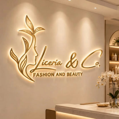 Custom 3D LED Illuminated Metal Letters Backlit Logo Sign For Beauty Salon Nail Lash Spa  Commercial Storefont Signage Outdoor