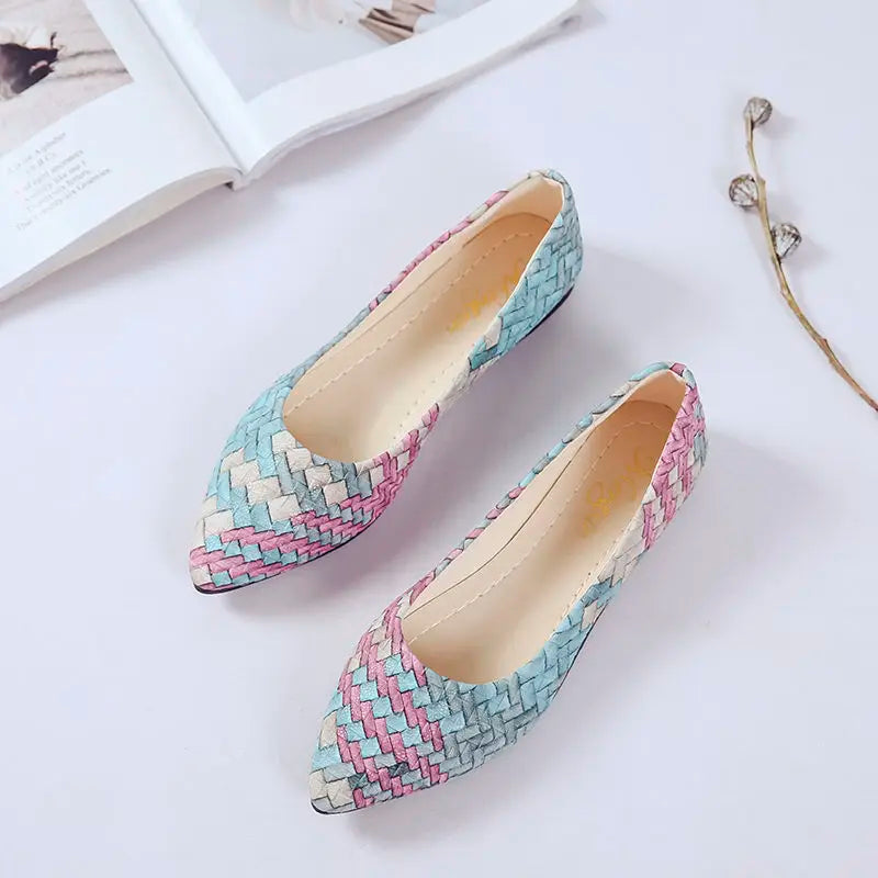 Shoes for Woman 2025 Blue Pointed Toe Women's Summer Footwear Flats Office Moccasins Flat Spring Slip on Sale Y2k Casual 39 E A