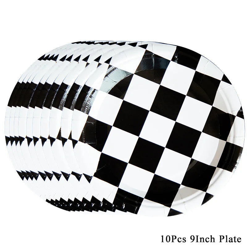 20/100Pcs Racing Car Birthday Party Supplies 7''and 9'' Paper Plates Dessert Cake Plates Napkins Racing Theme Birthday Decoratio