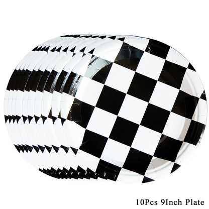 20/100Pcs Racing Car Birthday Party Supplies 7''and 9'' Paper Plates Dessert Cake Plates Napkins Racing Theme Birthday Decoratio
