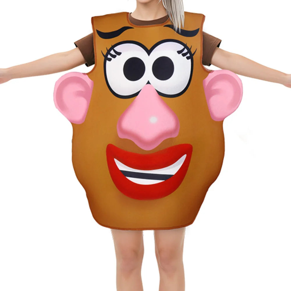 Funny Potato Head Couple Costume Halloween Mr and Mrs Matching Outfit Cartoon Vegetable Themed Cosplay Tunic Disguise Dress Up