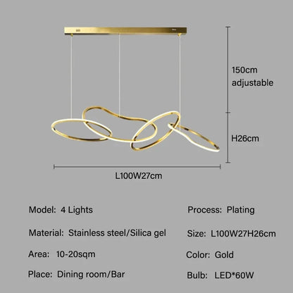 Modern Rings Pendant Lights Black&Golden for Living Dining Room Bedroom Ceiling Chandelier Lamps Indoor Hanging Lighting Fixture