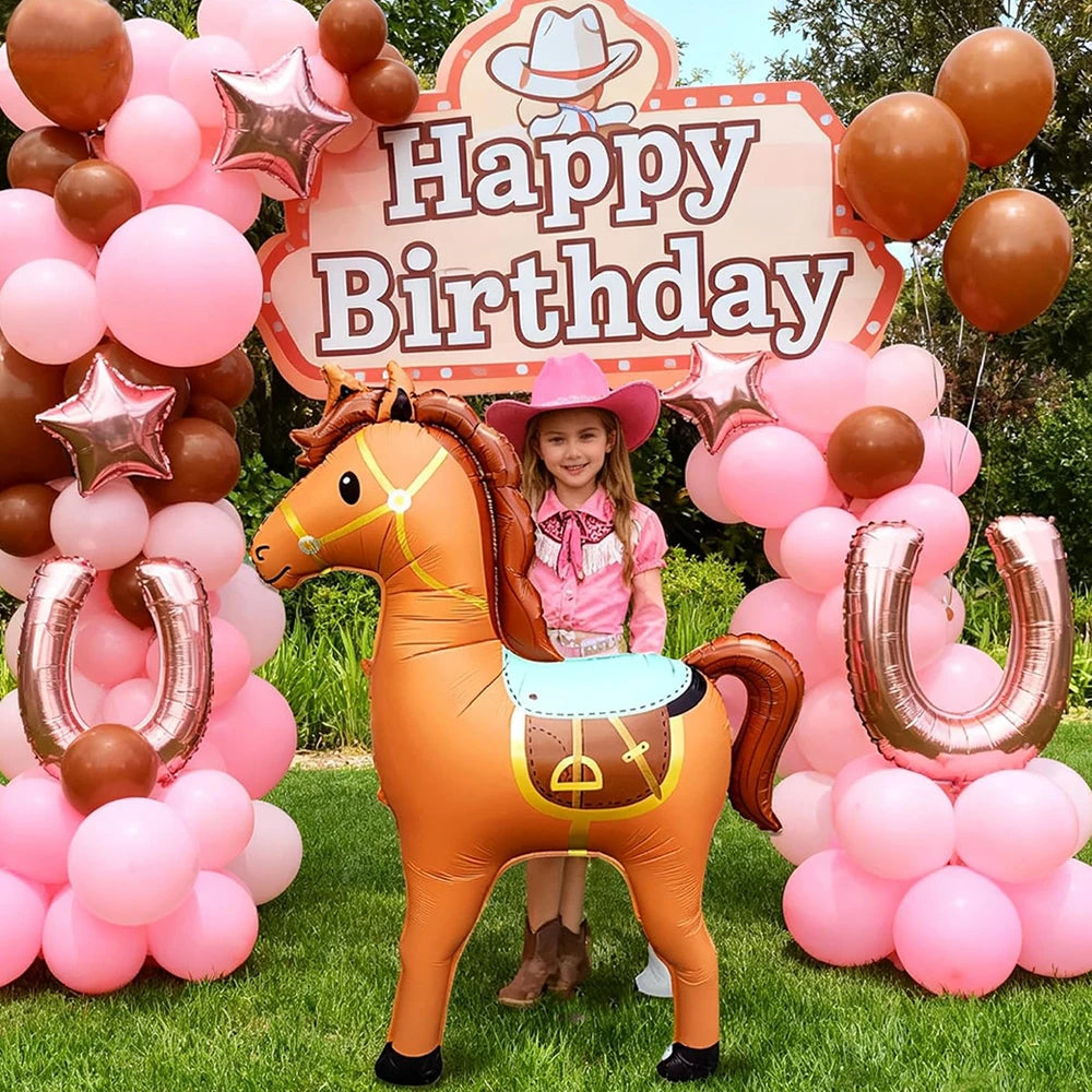 Giant Horse Standing Balloon Oversize Brown Horse for Western Cowboy Rodeo Themed Birthday Party Baby Shower Decoration Supplies