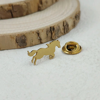 New horse gold-plated 18K stainless steel brooch, waterproof and non-fading badge set, suit lapel pin, wedding party wearing