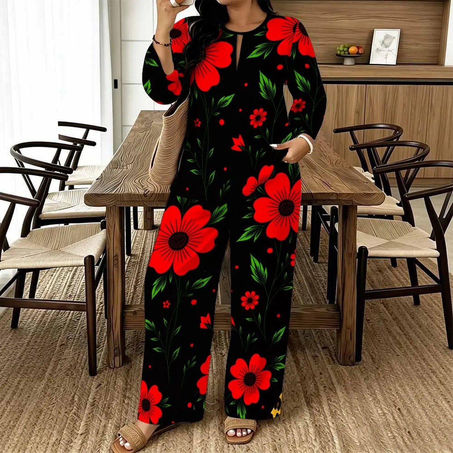 Women Spring/summer Fashion Print Two Piece Set  Exercise Round Neck T-shirt Casual Vacation Sweatpants
