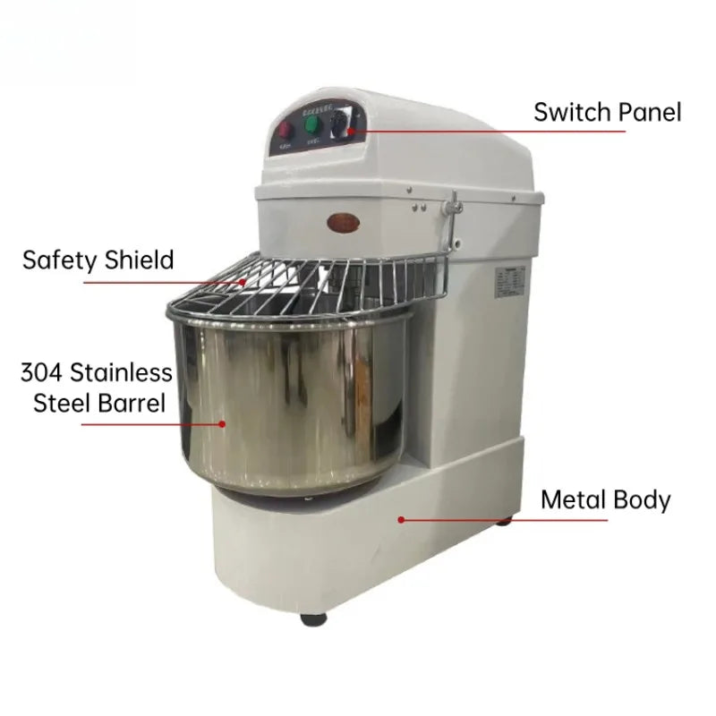 Commercial Heavy Duty Dual Motion Dual Speed Dough Mixer Automatic Stainless Steel Kneading Machine Large Capacity For Bakery