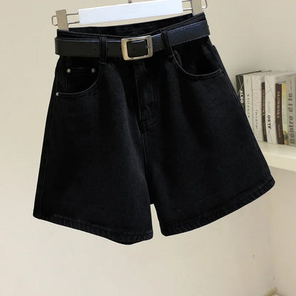 High-Waist Wide-Leg Denim Shorts | Slimming A-Line Loose Fit | Women's Regular Casual Shorts