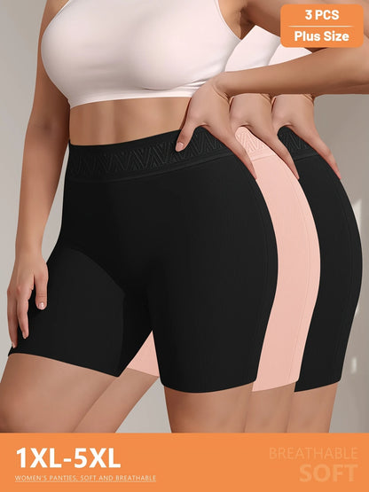 MIOTAN 3-Pack Women's Plus Size High-Waisted Boyshort Underwear - Breathable Soft Stretch Fabric, Tummy Control Butt-Lifting