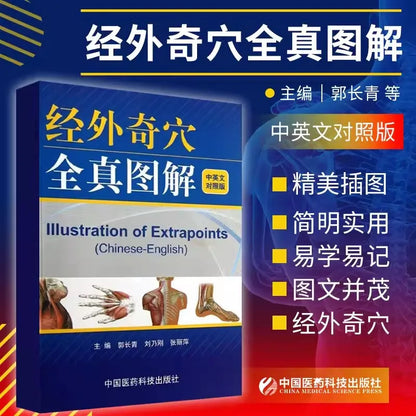 Chinese Medicine Acupoint Reference Book Set Extra Meridian Points & Ear Reflex Zones Illustrations Bilingual Chinese English