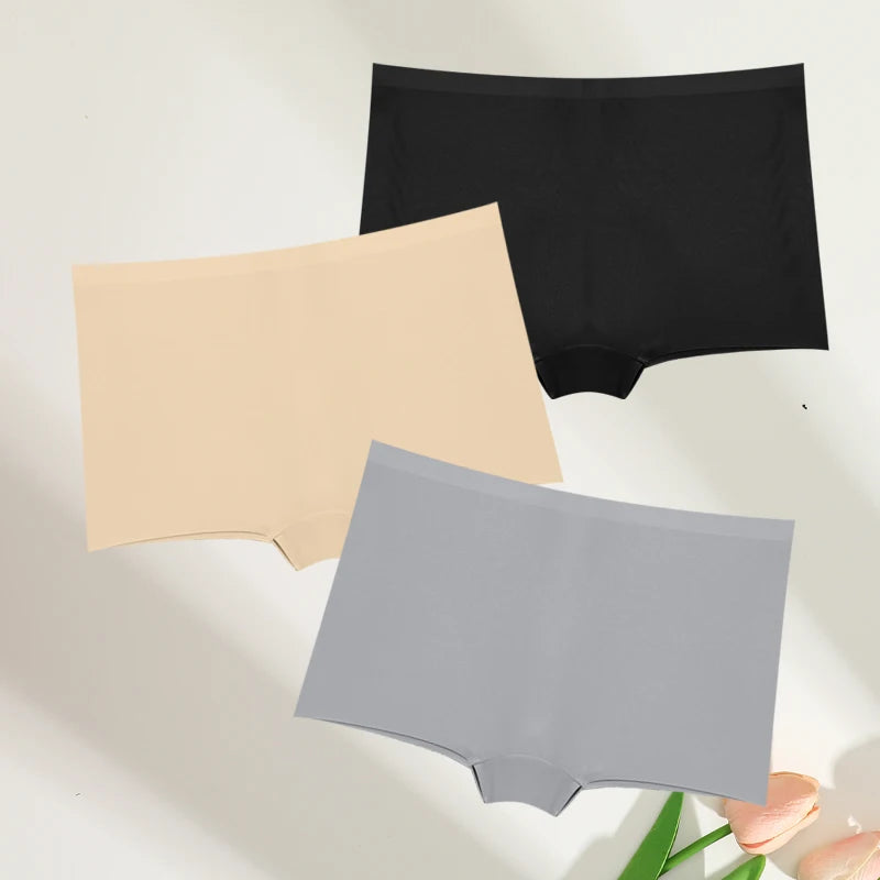 FINETOO 3pc Seamless Soft Boyshort Women's Panties Sexy Breathable Invisible Underwear Female Soild Comfortable Stretch Lingerie