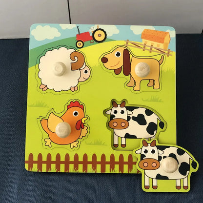 Montessori Toy Wooden Building Blocks Early Learning Educational Toys Color Shape Match Kids Puzzle Toys For Children Boys Girls