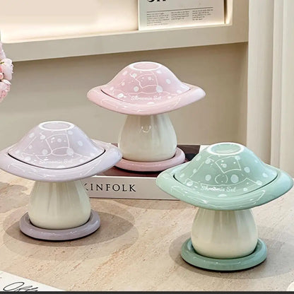 Mushroom Set Bowls and Plates for Home Kitchen Large Capacity Ceramic Bowl Western Plate Tea Desserts Tray Mushroom Tableware