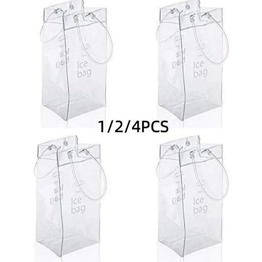 1/2/4pcs ICE Bags PVC Transparent Cooler Clear Pouch Ice Bucket Wine