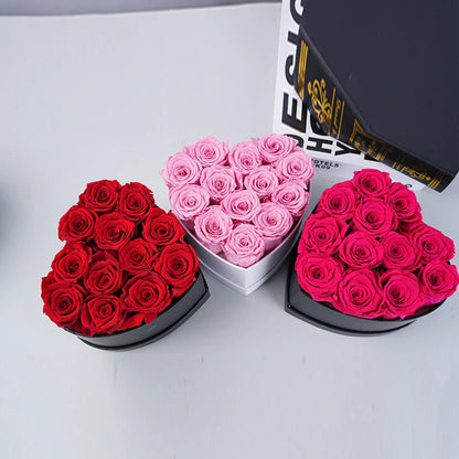 12-13PCS Peserved Roses in Heart Shape Box 100% Natural Long Last Real Eternal Real Rose Mothers Valentines Day Gifts Home Decor