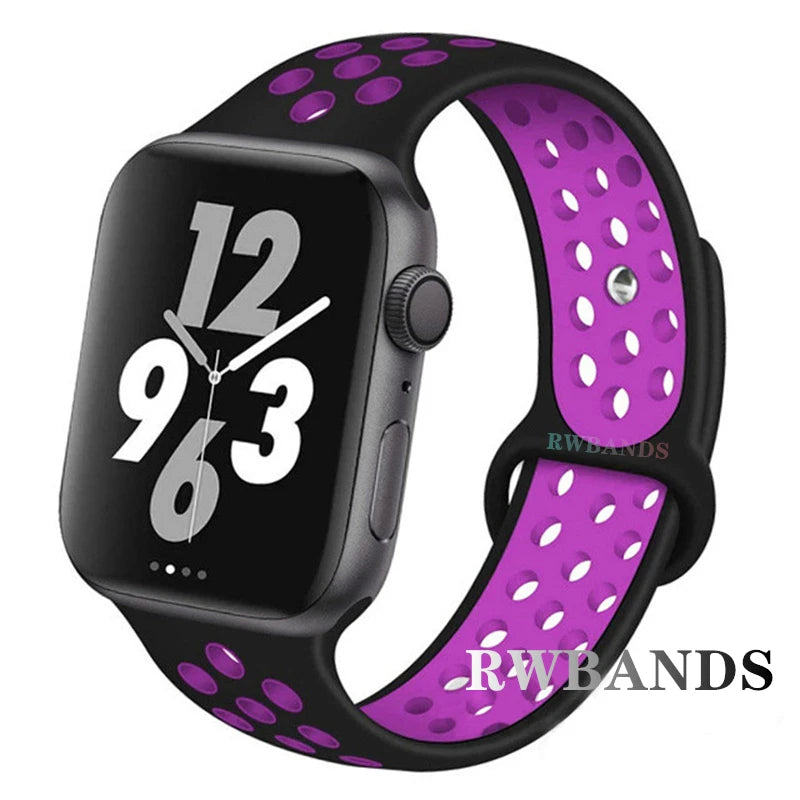 Sport Strap for Apple Watch Band 46mm 44mm 40mm 42-38-41mm 45mm Breathable Bracelet iWatch Series 10 9 8 7 6 SE 5 3 Ultra 2 49mm