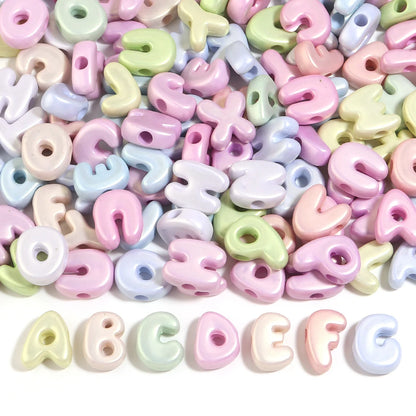 20-30pcs/lot Big Hole Cartoon English Letters Acrylic Beads Colored Loose Spacer Beads For Jewelry Making DIY Necklace Keychain