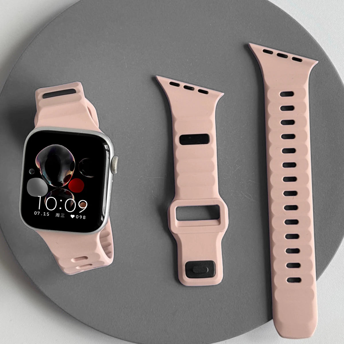 Silicone Sport Band for Apple Watch Ultra 3/2 49mm 42 44 38 40 41mm Two Tone Adjustable Strap for Iwatch S11 10 9 8 7 6 SE3 Belt