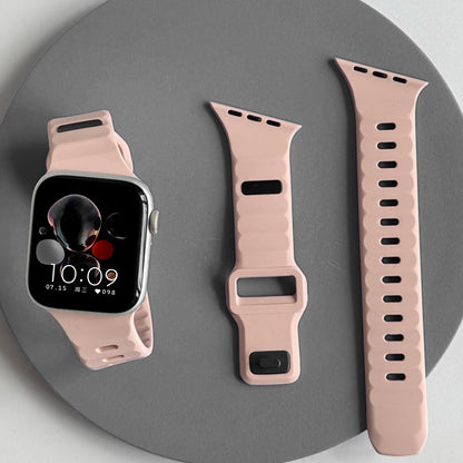 Silicone Sport Band for Apple Watch Ultra 3/2 49mm 42 44 38 40 41mm Two Tone Adjustable Strap for Iwatch S11 10 9 8 7 6 SE3 Belt