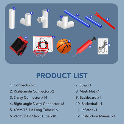 Basketball Game Set Kids Basketball Hoop for Indoor Outdoor with 4 Balls 88cm to 140cm Height Adjustment Basketball Training