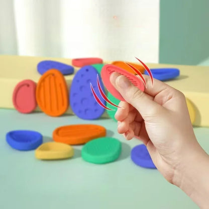 6 colorful tactile stones with soft and elastic textured pressure massage handballs
