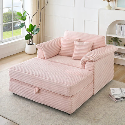 47.24-Inch Corduroy Armchair Storage Ottoman Set Single Sofa Equipped With USB Interface Suitable for Living Room Bedroom