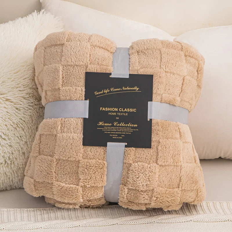 Waffle Blanket, Winter Knitted Blanket, Jacquard Braid Blanket, Warm Gift Blanket ,for Bed Sheet or Sofa Cover Four-season