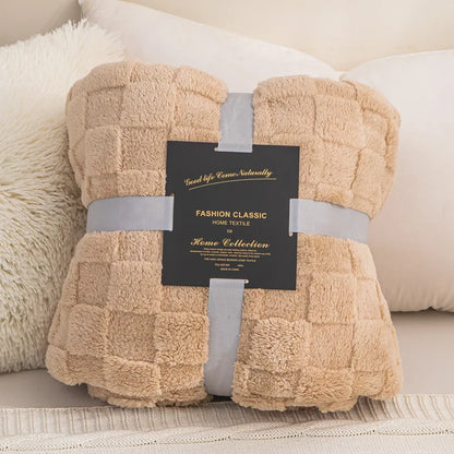 Waffle Blanket, Winter Knitted Blanket, Jacquard Braid Blanket, Warm Gift Blanket ,for Bed Sheet or Sofa Cover Four-season