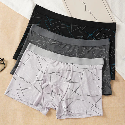 Plus Size 4PCS Men's Fashion Boxers Trendy Personality Skin-friendly Breathable Underwear Mid-waist Printed Boxer Briefs XL-4XL