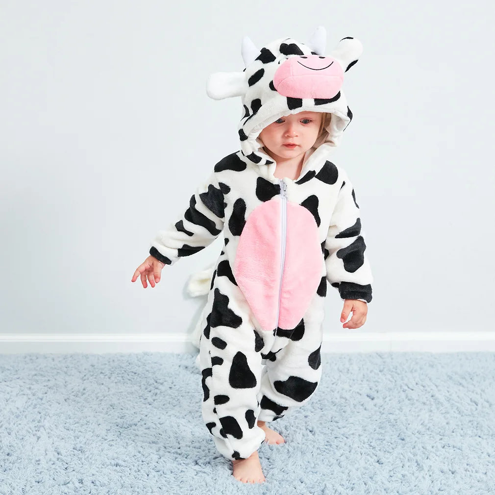 Cartoon Flannel Baby Rompers Unicorn Rabbit Dinosaur Pajamas Cotton Baby Boy Girls Animal Costume Baby Jumpsuit Kigurumi Outfits
